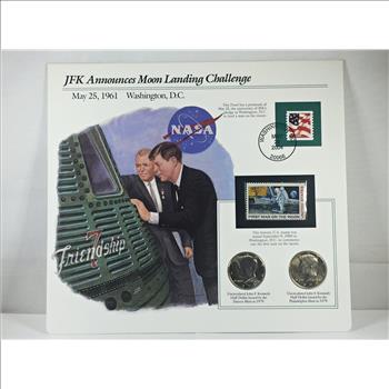 1979-D & P Kennedy Half Dollars & 2 Stamps*Encased in 9