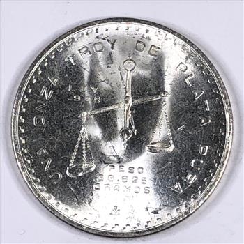 1980 Mexico One Troy Ounce .925 Casa De Moneda De Mexico Peso*High Grade*Lustrous