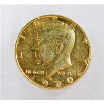 1980-P 24K Gold Layered Kennedy Half Dollar*High Grade*Nice Detail