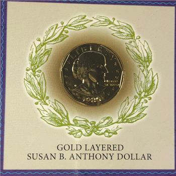 1980-S Gold Layered Susan B. Anthony Commemorative Dollar*Informative Tri-folder Story Board
