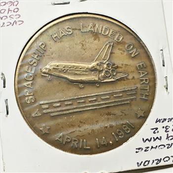 1981 Columbia Commemorative Medallion*Spaceship Has Landed on Earth*Bronze*39mm