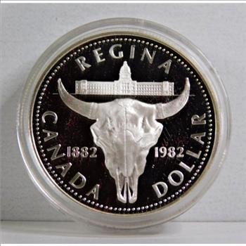 1982 Canada Silver Regina Commemorative Silver Dollar*0.375oz ASW Fine Proof Silver