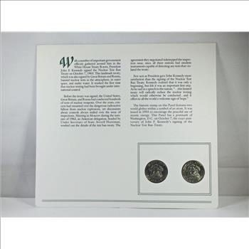 1982-D & P Kennedy Half Dollars & 2 Stamps*Encased in 9