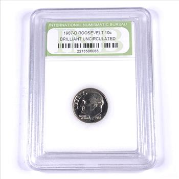 1987-D Roosevelt Dime*Graded Brilliant Uncirculated