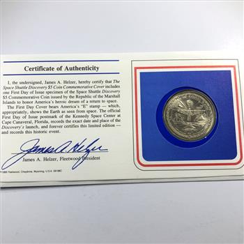 1988 Marshall Islands $5 Commemorative Coin*Space Shuttle Discovery*Coin Plus Stamp on New FDC