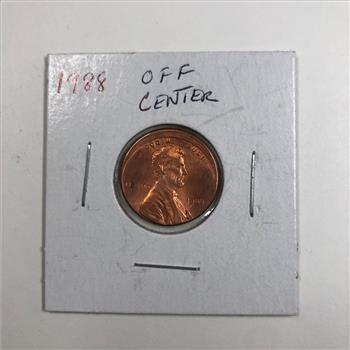 1988 P Lincoln Cent Struck off Center *Error Coin