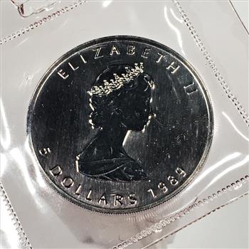 1989 Canada Silver $5 Maple Leaf*1oz .9999 Fine Silver*New in Original Sealed Packet
