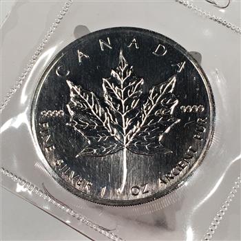 1989 Canada Silver $5 Maple Leaf*1oz .9999 Fine Silver*New in Original Sealed Packet