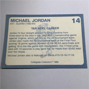 1989 MICHAEL JORDON Trading Card*North Carolina Tar Hell Career*Guard