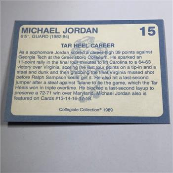 1989 MICHAEL JORDON Trading Card*North Carolina Tar Hell Career*Guard