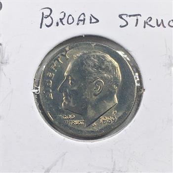 1989 P Broadstruck Dime *High Grade Error Coin