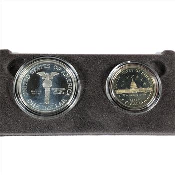 1989-S Proof Silver Dollar & Clad Half Dollar Coins Commemorating the Bicentennial of The United States Congress