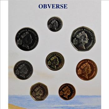 1990 Guernsey Brilliant Uncirculated Coin Collection*Eight Beautiful Coins Set in Tri-fold Story Board