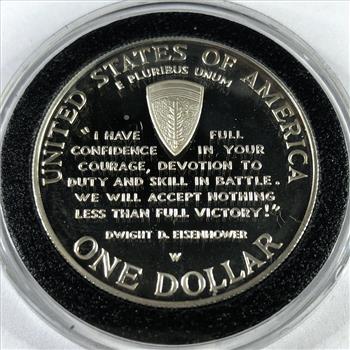 1993-W World War II 50th Anniversary Commemorative Proof Silver Dollar*Deep Cameo*In Protective Capsule