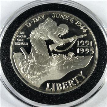 1993-W World War II 50th Anniversary Commemorative Proof Silver Dollar*Deep Cameo*In Protective Capsule