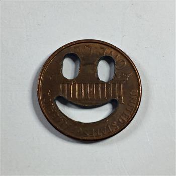 1994-D Lincoln Head Memorial Cent Made into a Smiley Face