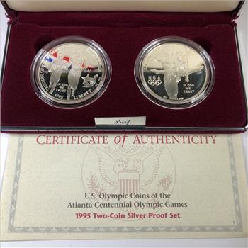 1995 Olympic 2 Coin Silver Proof Set in Original Government Packaging