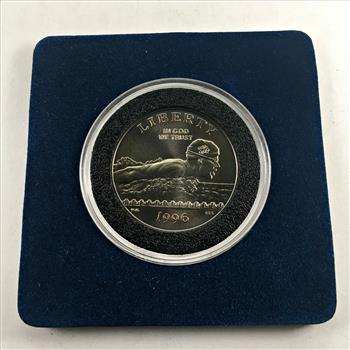 1996-S Atlanta Olympics-Swimming Commemorative Uncirculated Half Dollar*In Protective Capsule