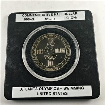 1996-S Atlanta Olympics-Swimming Commemorative Uncirculated Half Dollar*In Protective Capsule
