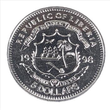 1998 Republic of Liberia $5 RMS Titanic Commemorative Coin