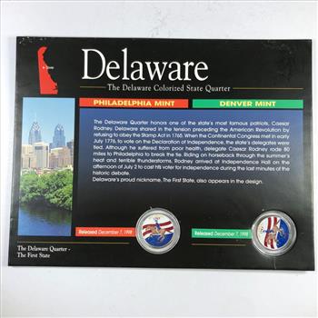 1999 Delaware Colorized Quarter P&D Mint Mark Sets in High Grade Uncirculated Condition