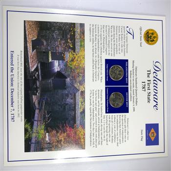 1999 Delaware State Quarter and Stamp Set High Grade Uncirculated P&D Mint Marks