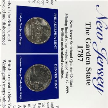 1999 New Jersey State Quarter and Stamp Set High Grade Uncirculated P&D Mint Marks