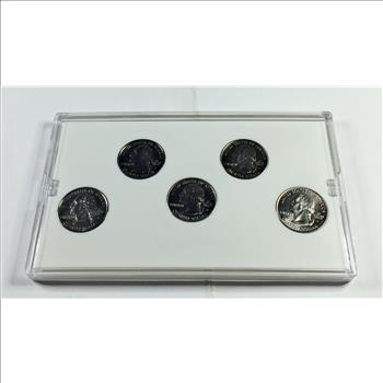 1999 Platinum Layered Edition State Quarter Collection*Set of Five Quarters in Custom Holder and Box