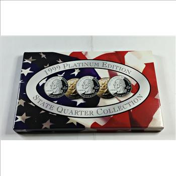 1999 Platinum Layered Edition State Quarter Collection*Set of Five Quarters in Custom Holder and Box