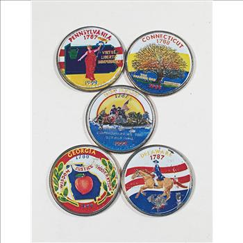 1999 Set of Five Colorized State Commemorative Quarters