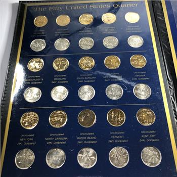 1999-2004 Commemorative State Quarter Collection*60 Both Uncirculated and 24K Gold Layered Quarters*In Protective Portfolio
