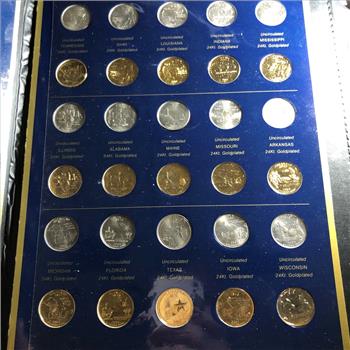 1999-2004 Commemorative State Quarter Collection*60 Both Uncirculated and 24K Gold Layered Quarters*In Protective Portfolio