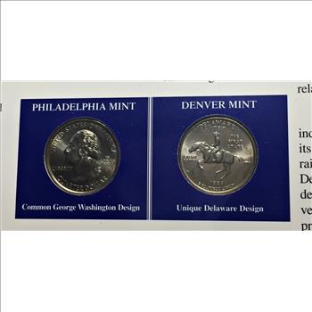 1999-D & P Delaware Commemorative State Quarters*Uncirculated with 2 Stamps*Encased in 9