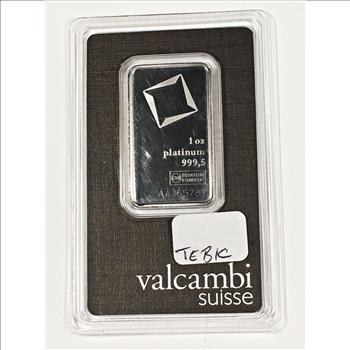 1oz 999.5 Platinum Bar*Numbered with Assay Certificate in Sealed Packet*Valcambi