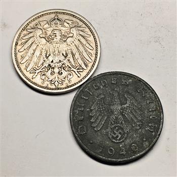 2 German Coins Iron Eagle 3rd Empire
