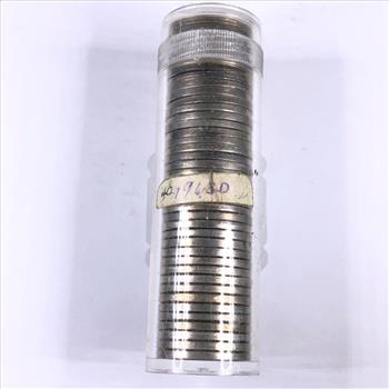 $2 Tube of Jefferson Nickels*Tube is Marked 1963-D*We Have Not Researched This Roll