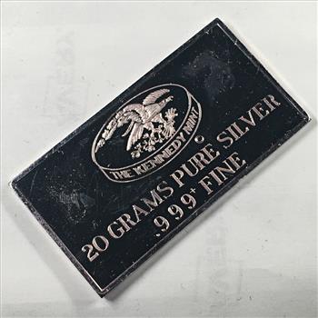 20 Grams .999+ Pure Silver Bar*The Kennedy Mint