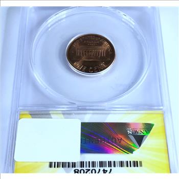 2000 1 Cent MS 65 Broadstruck Red High Grade ANACS Error Coin