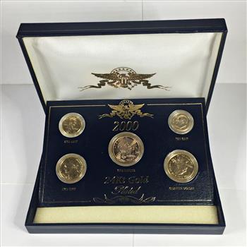 2000 24K Gold Layered US Mint Uncirculated Coin Set*In Capsules and Display/Gift Box