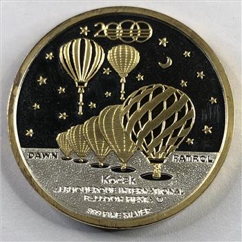 2000 Balloon Glow Albuquerque Balloon Fiesta Medallion*1oz .999 Fine Silver Highlighted in 24K Gold*Protective Capsule