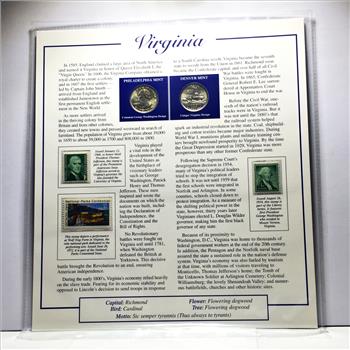 2000-D & P West Virginia Commemorative State Quarters*Uncirculated with 3 Stamps*Encased in 9