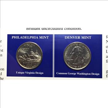 2000-D & P West Virginia Commemorative State Quarters*Uncirculated with 3 Stamps*Encased in 9