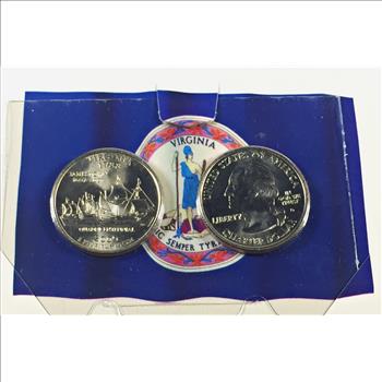 2000-P & D Virginia Uncirculated Commemorative State Quarters in a Tri-fold Story Board