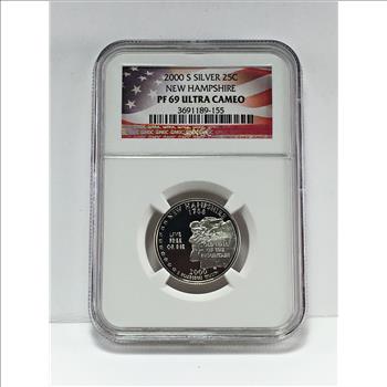 2000-S Proof Silver New Hampshire State Commemorative Washington Quarter*Graded PF69 ULTRA CAMEO by NGC