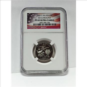 2000-S Proof Silver South Carolina State Commemorative Washington Quarter*Graded PF69 ULTRA CAMEO by NGC