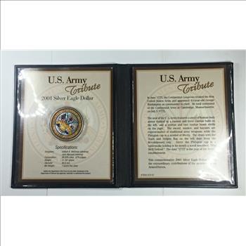 2001 Colorized American Silver Eagle*US Army Tribute*1oz .999 Fine Silver*In Portfolio