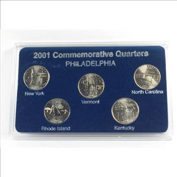 2001 Commemorative State Quarters*Philadelphia Mint*Custom Holder and Box