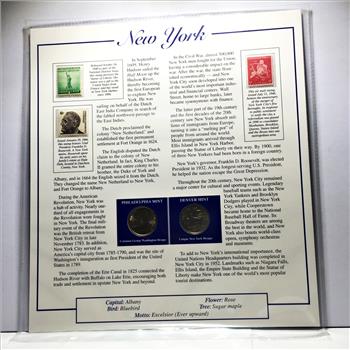 2001-D & P New York Commemorative State Quarters*Uncirculated with 3 Stamps*Encased in 9