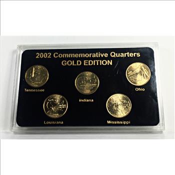 2002 24K Gold Layered Commemorative Quarters*Uncirculated in Custom Holder