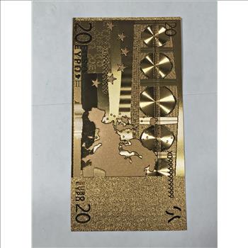 2002 Gold Foil Twenty (20) Euro Replica Note*New in Protective Sleeve